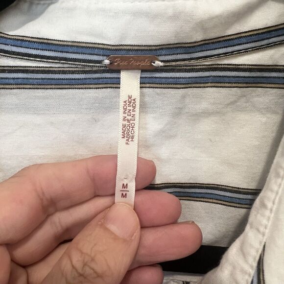 Free People High Vibrations Shirt Dress Wrap Skirt Belted Medium Striped Preppy - Picture 3 of 10